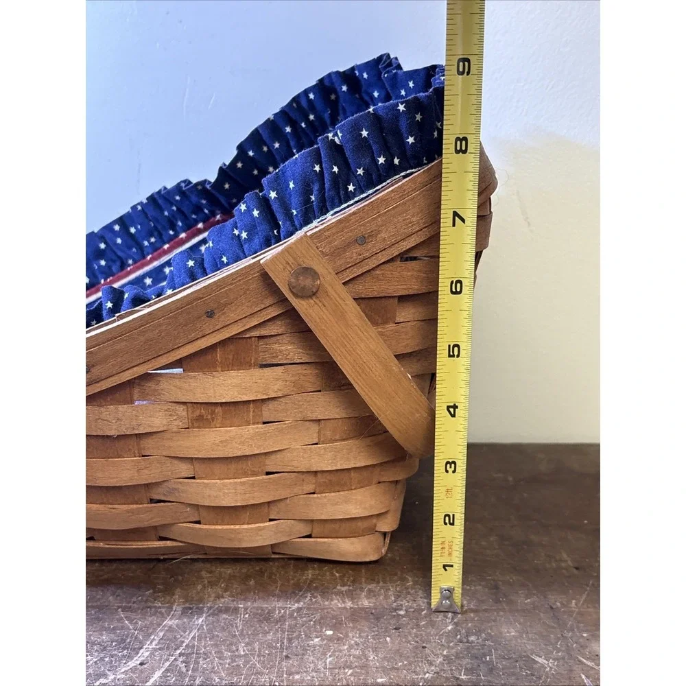 1987 Longaberger Market Basket Patriotic Americana Fabric Liner Handwoven USA